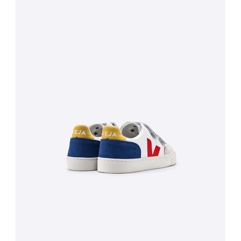 Veja V-12 LEATHER Tenisky Detske White/Red/Blue | SK 881HAP